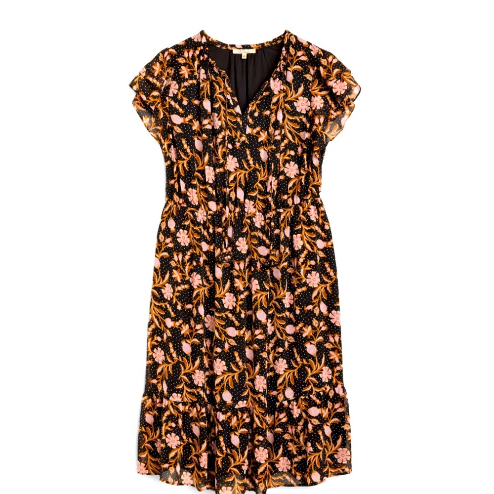 Floral black, pink and brown dress